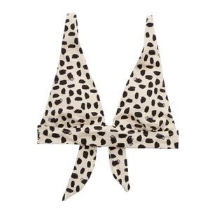 Aerie Pique Tie Longline Triangle Bikini Top Size Small